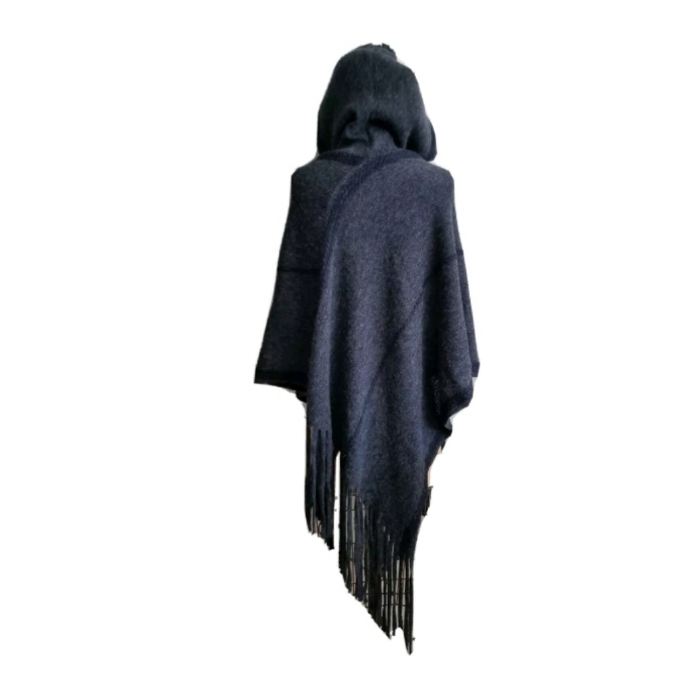 NEW Denim Blue Long Soft Asymmetric Poncho… - Picture 4 of 7